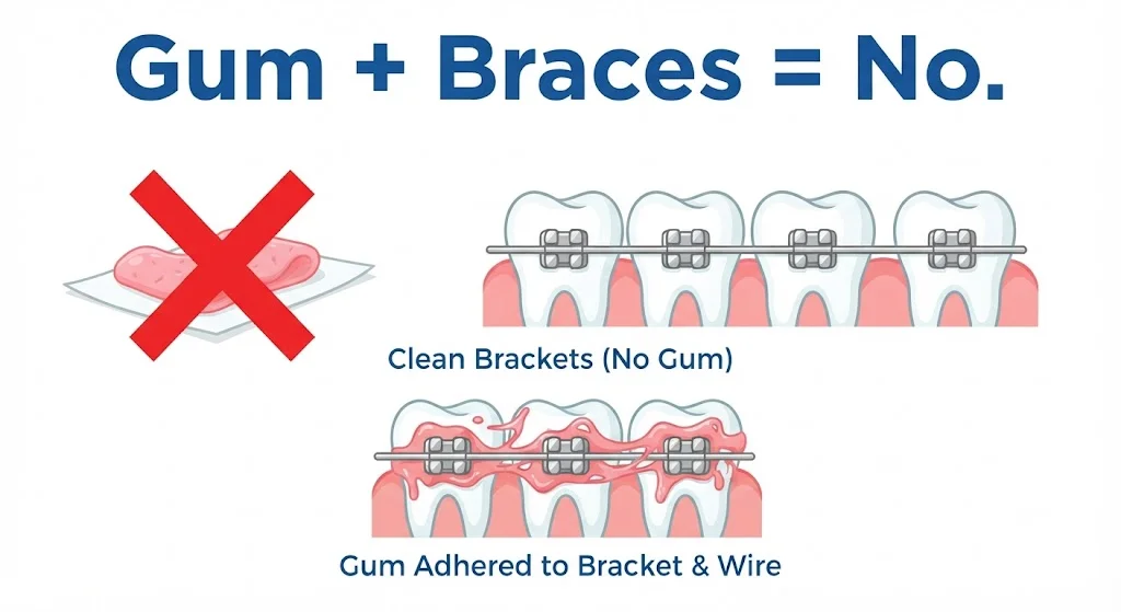 Can You Chew Gum with Braces? (No β Here's Why and What to Use Instead)
